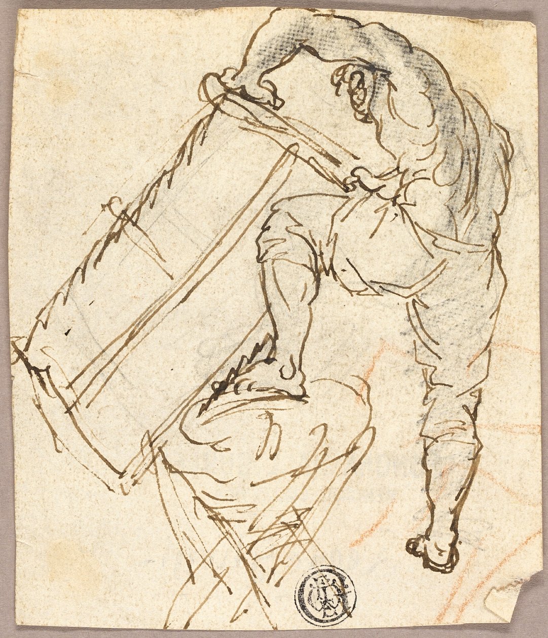 Homme sciant du bois - Pier Leone Ghezzi