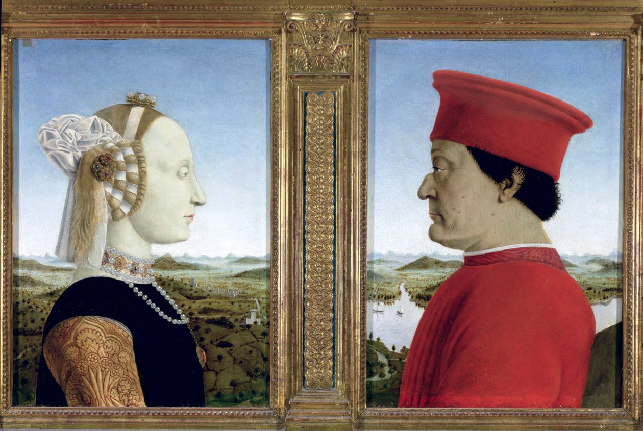 Portraits du duc Federico da Montefeltro (1422-82) et de Battista Sforza, vers 1465 - Piero della Francesca