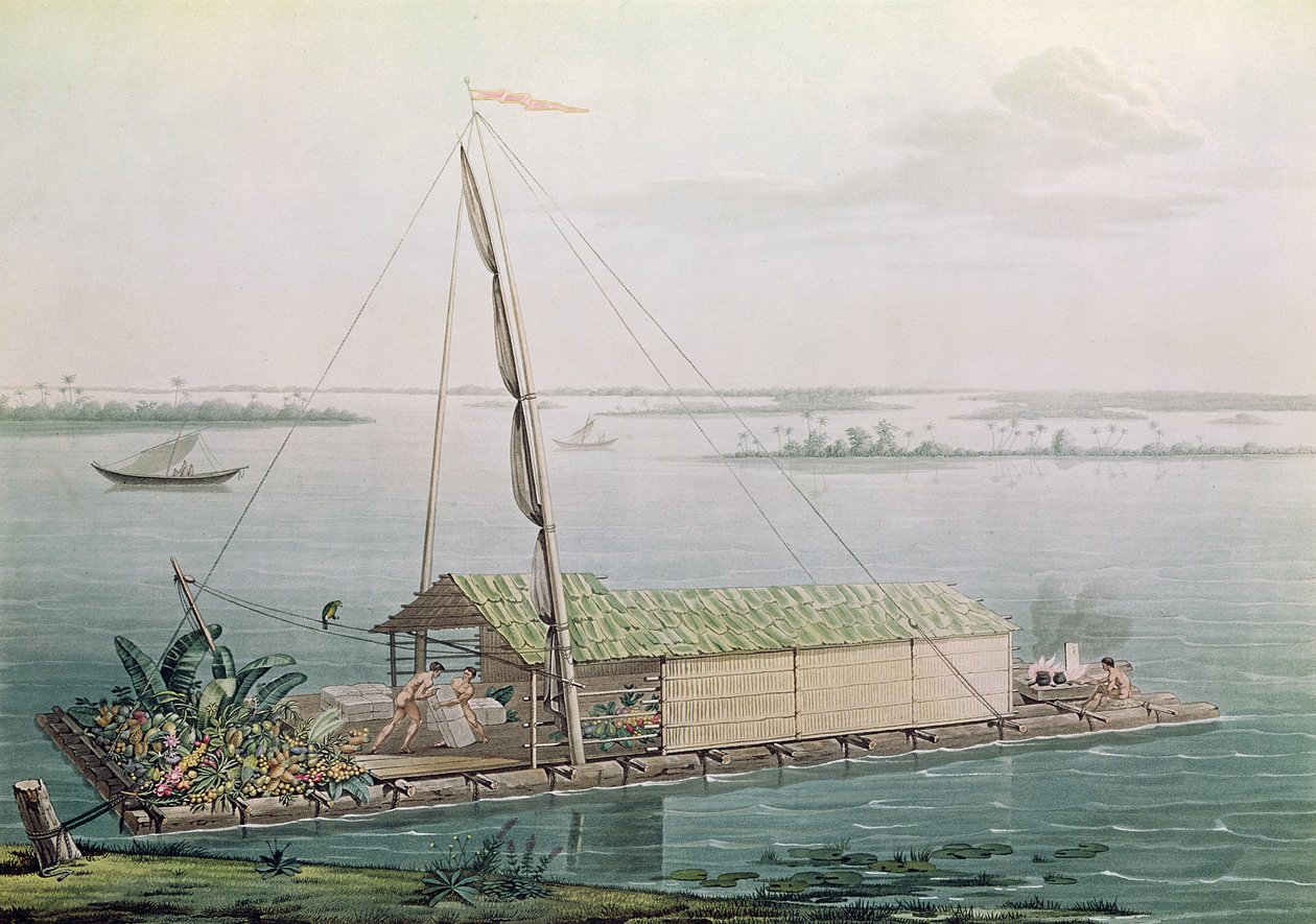 Radeau sur le fleuve Guayaquil, de 