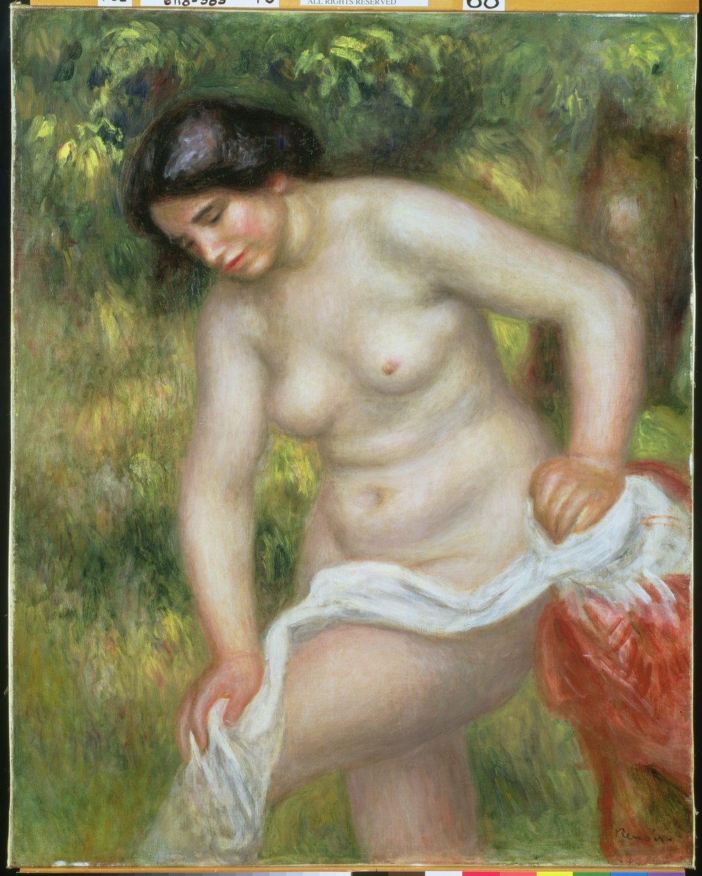 Baigneuse se séchant avec un chiffon blanc - Pierre Auguste Renoir