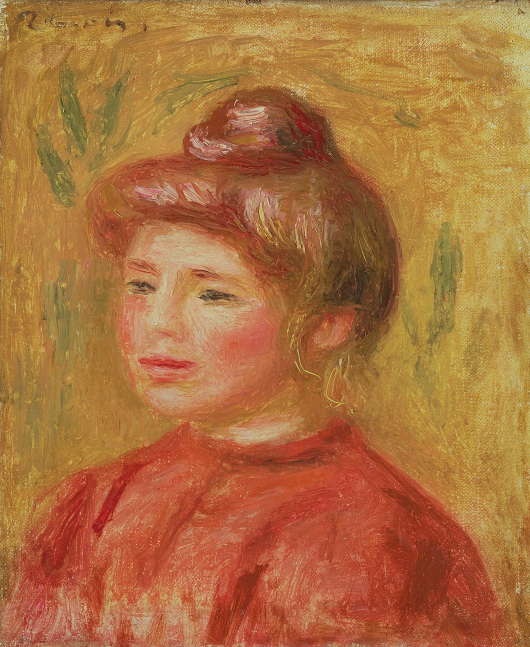 Buste de femme en rouge - Pierre Auguste Renoir