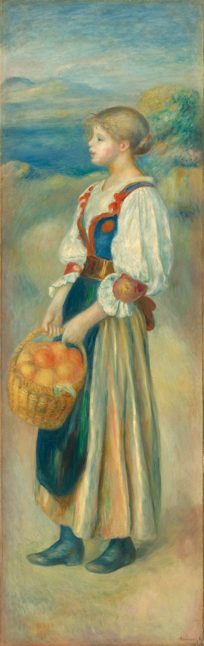 Fille avec un panier d