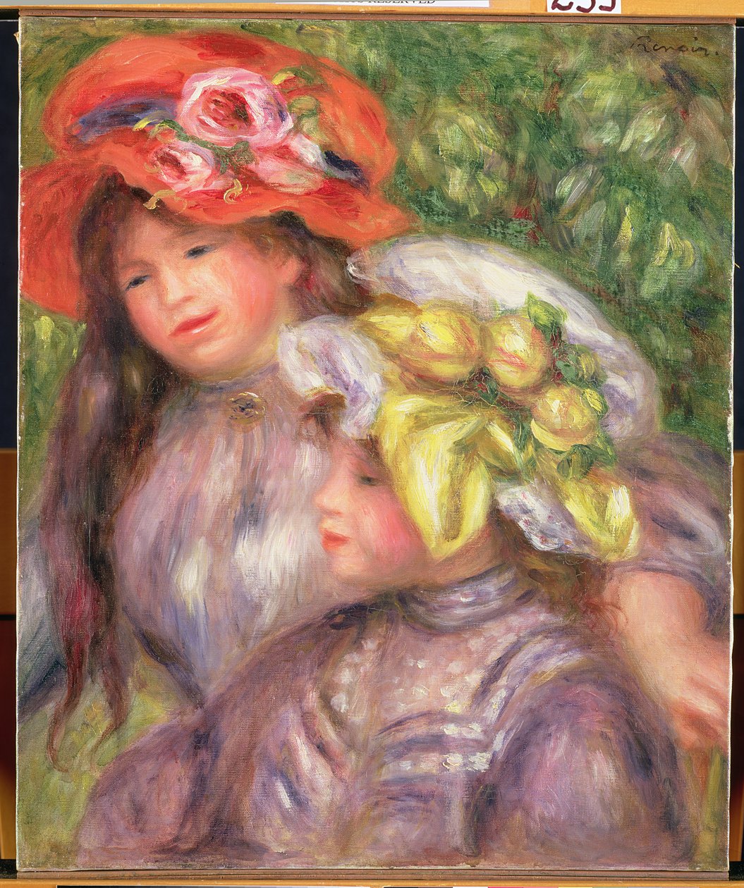 Têtes de deux filles avec chapeaux, vers 1910 - Pierre Auguste Renoir
