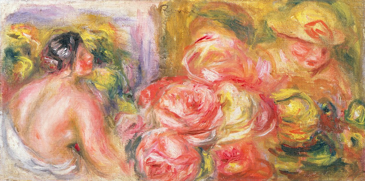 Fille nue avec chapeau et roses, 1916 - Pierre Auguste Renoir
