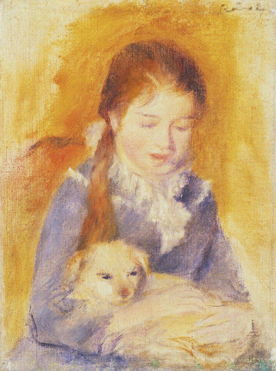 Jeune Fille avec un Chien, vers 1875 - Pierre Auguste Renoir