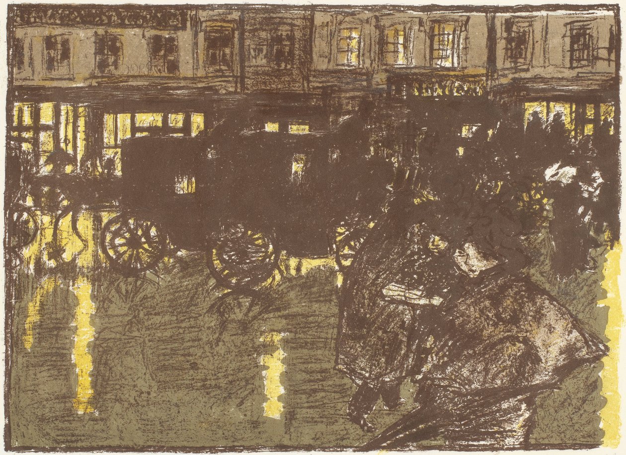 Rue, le soir, sous la pluie, lithographie de la série Quelques aspects de la vie de Paris - Pierre Bonnard