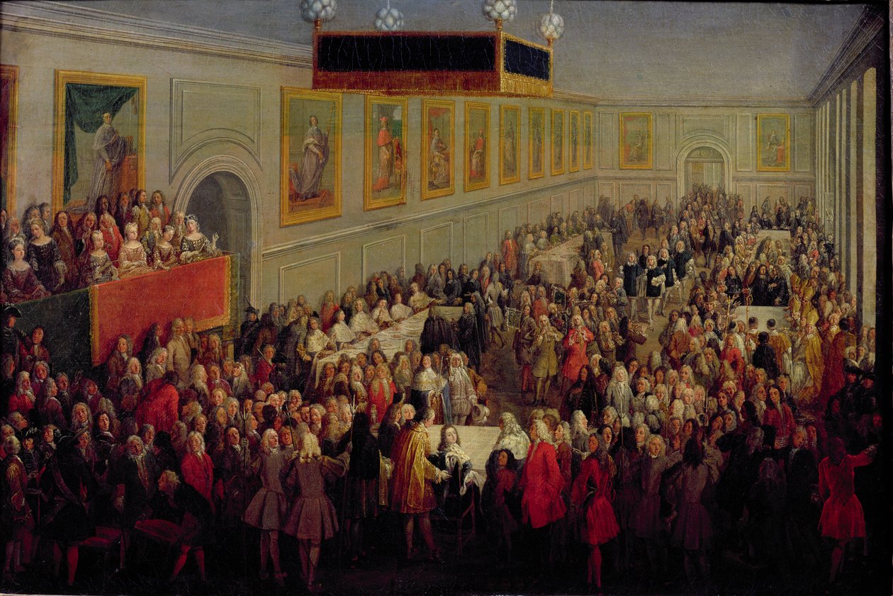 Festin donné après le couronnement de Louis XV (1710-74) au Palais archiépiscopal de Reims, 25 octobre 1722, 1722 - Pierre Denis Martin