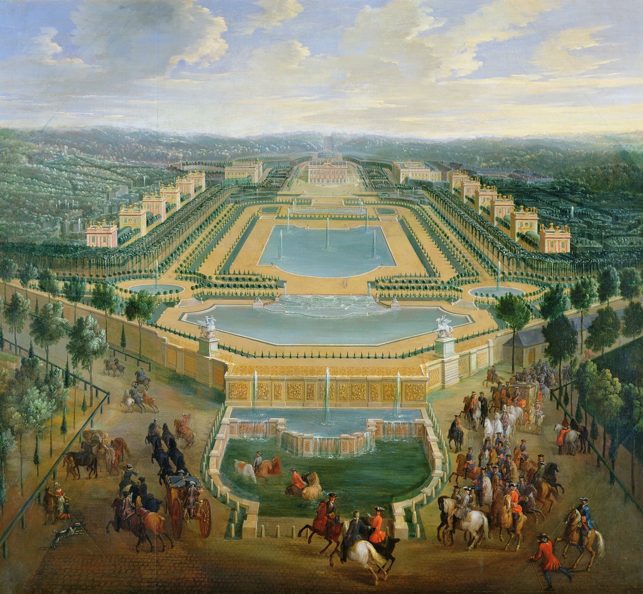 Vue générale du château et des pavillons à Marly, 1722 - Pierre Denis Martin