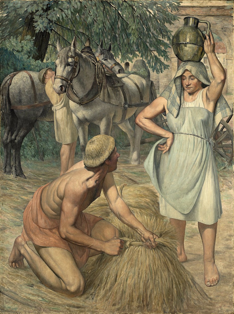 Retour des champs (triptyque, partie latérale) c.1920-30 - Pierre Gustave