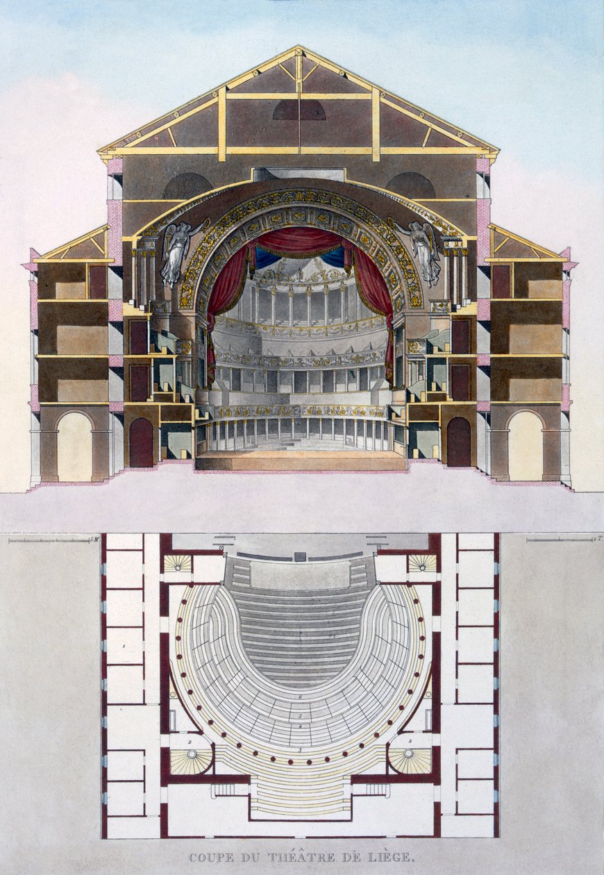 Coupe transversale du Théâtre de Liège, Belgique, de 