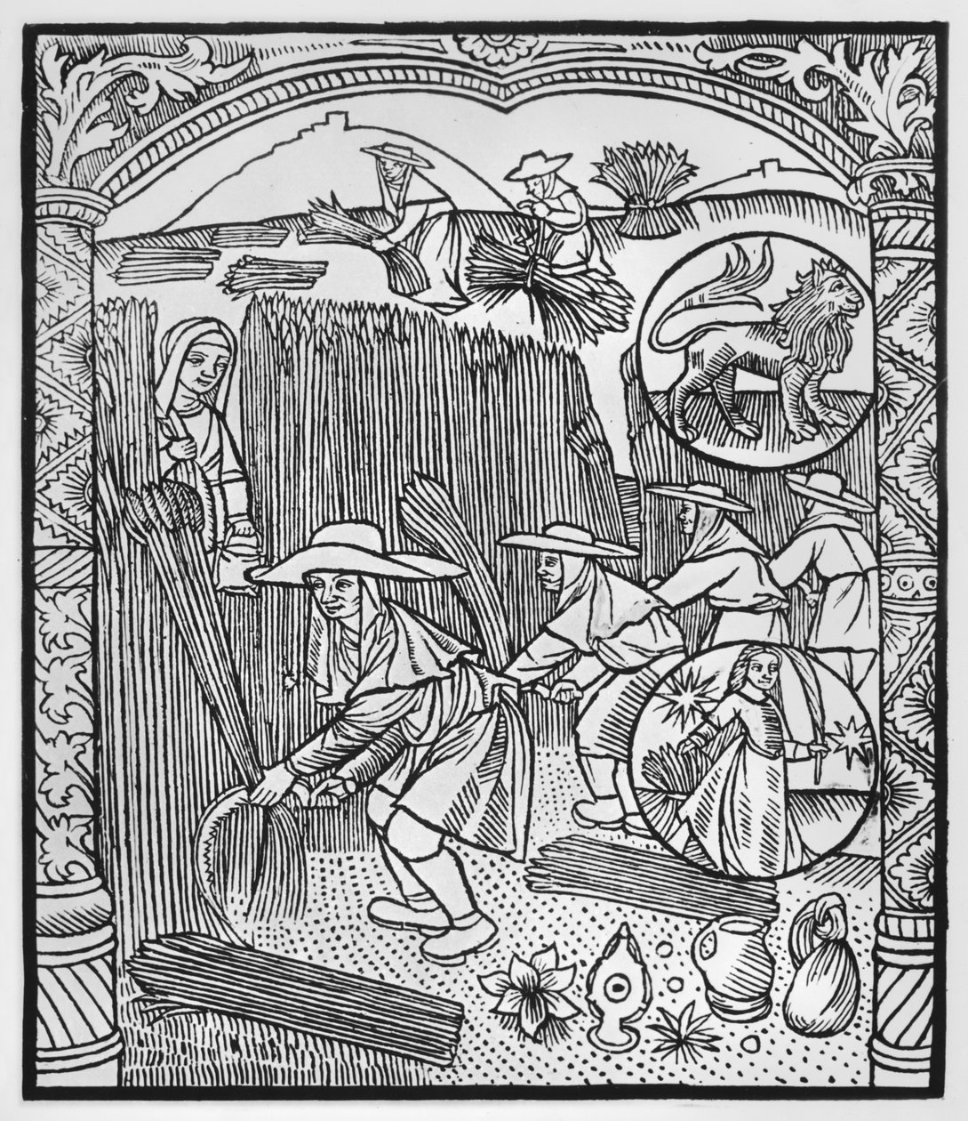 Août, moisson, Lion, illustration de 