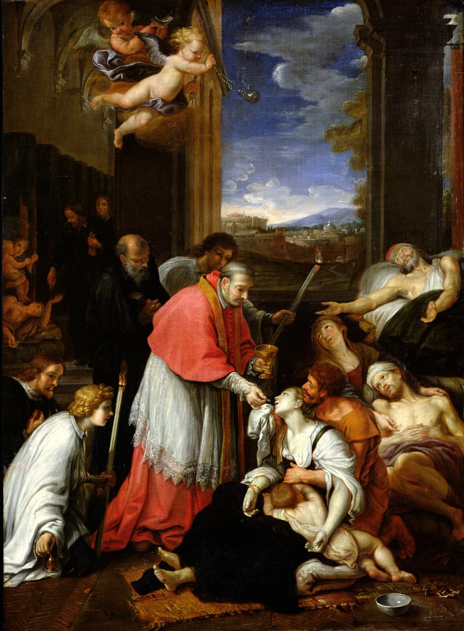 Saint Charles Borromée (1538-84) administrant le sacrement aux victimes de la peste à Milan en 1576 - Pierre Mignard