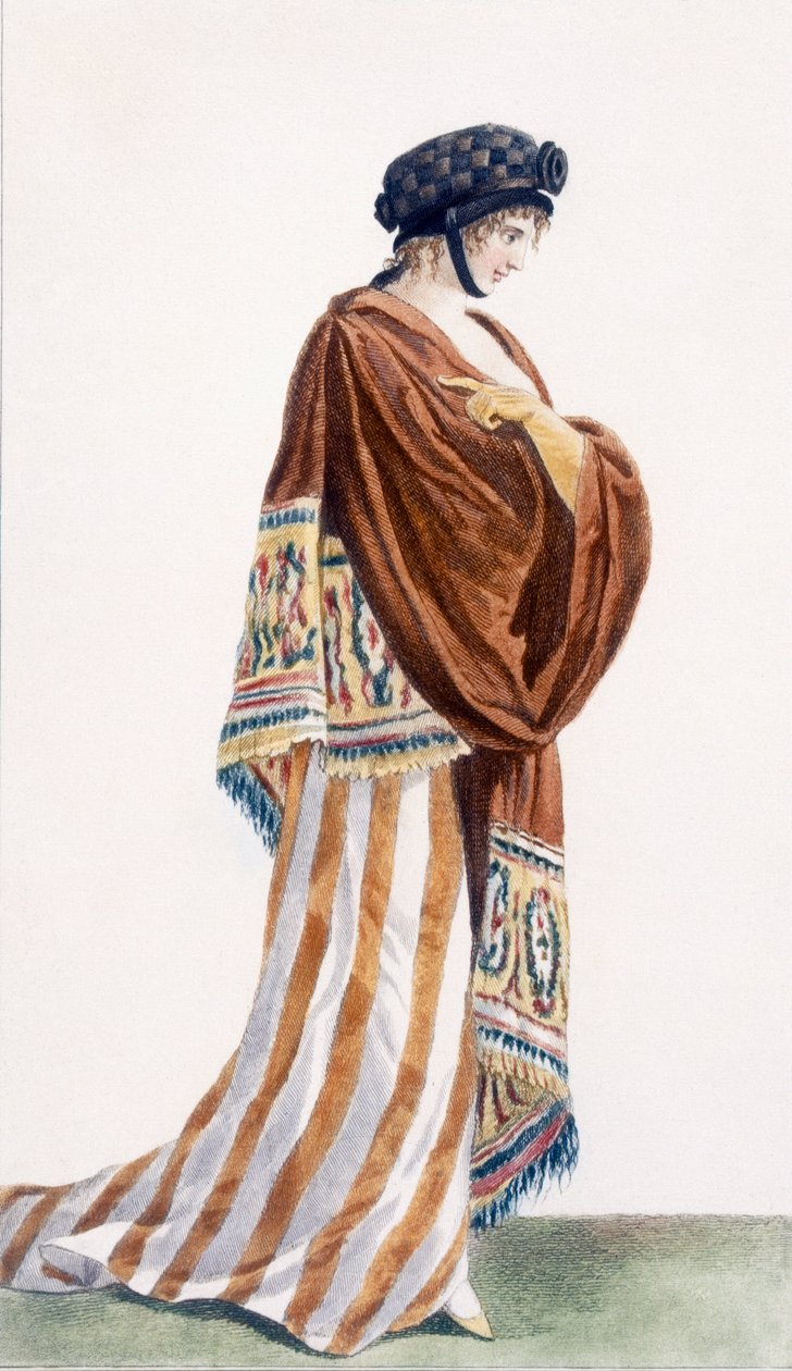 Robe de dame avec châle en velours, illustration du 