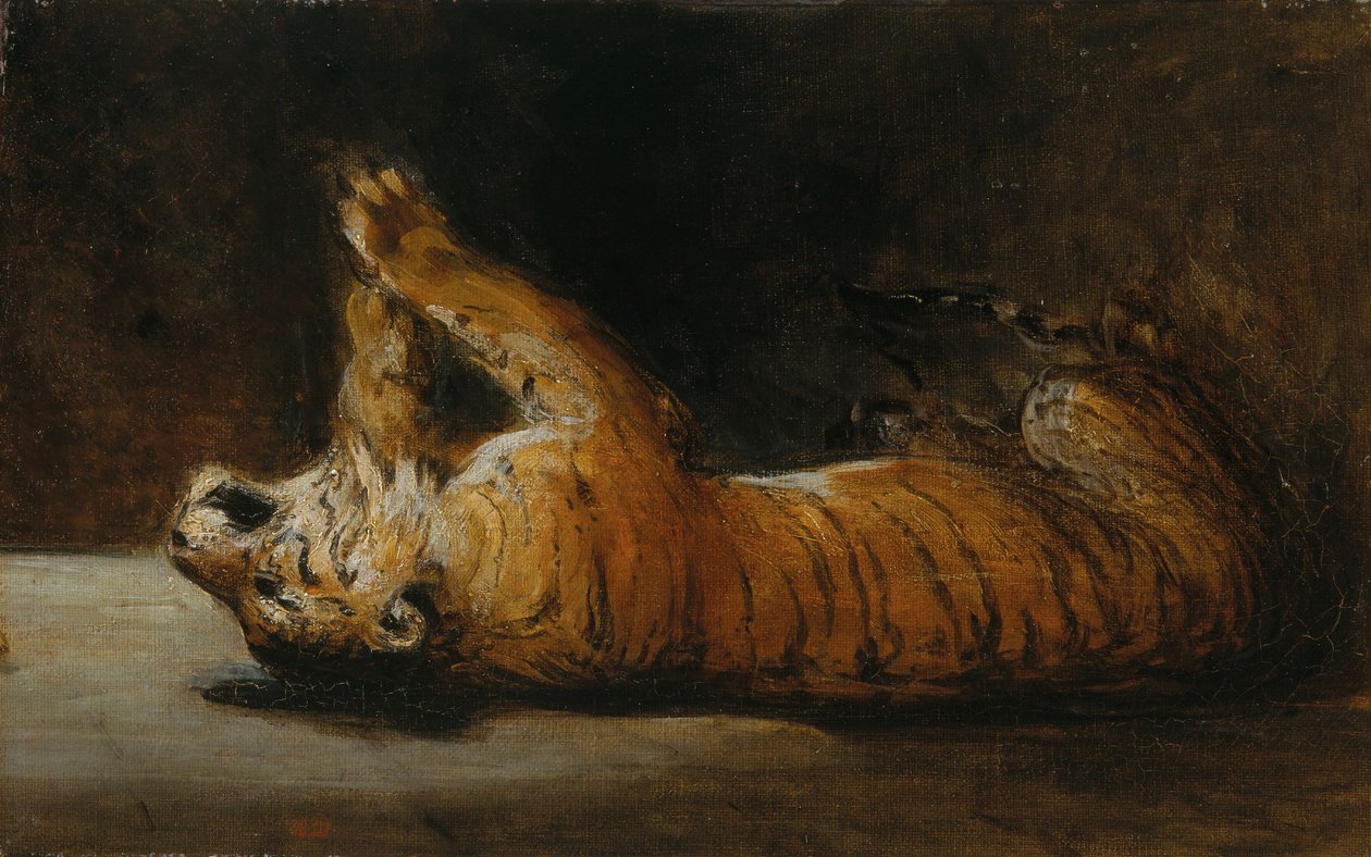 Jouer au tigre (huile sur toile) - Pierre Andrieu