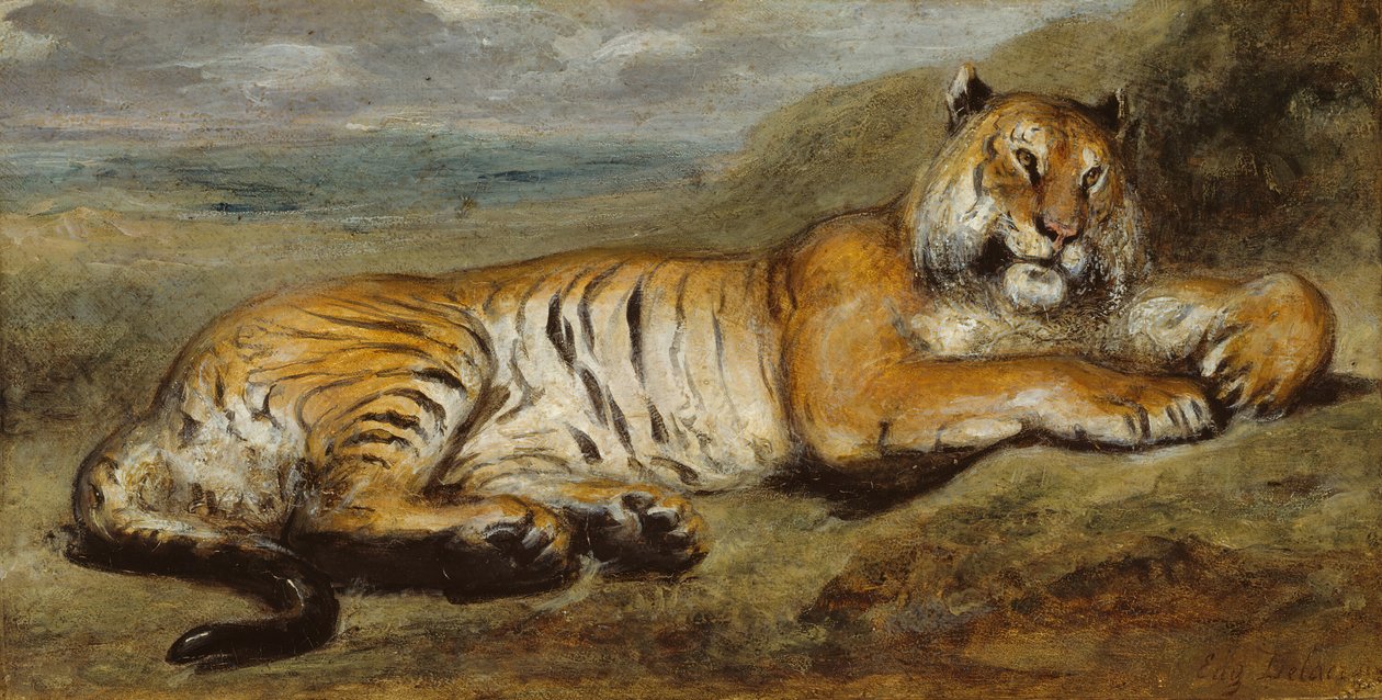 Tigre au repos, vers 1830 - Pierre Andrieu