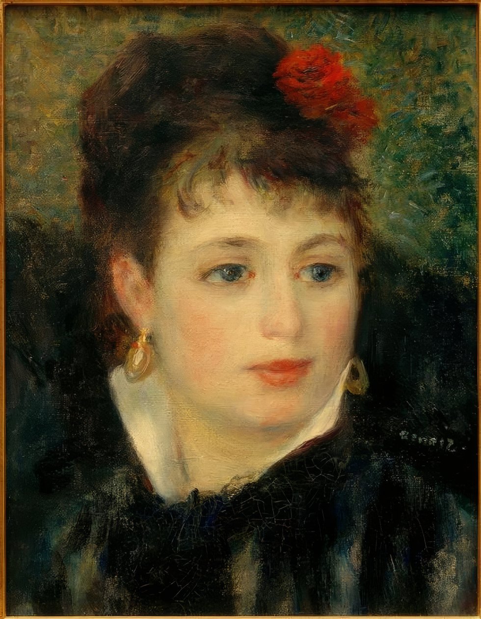 Femme avec une rose - Pierre Auguste Renoir
