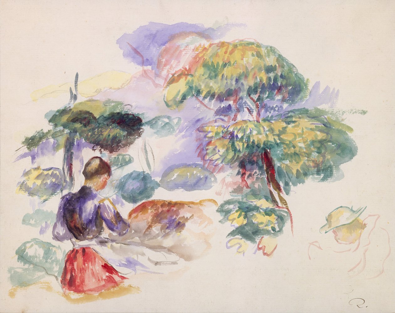 Paysage avec une fille - Pierre Auguste Renoir
