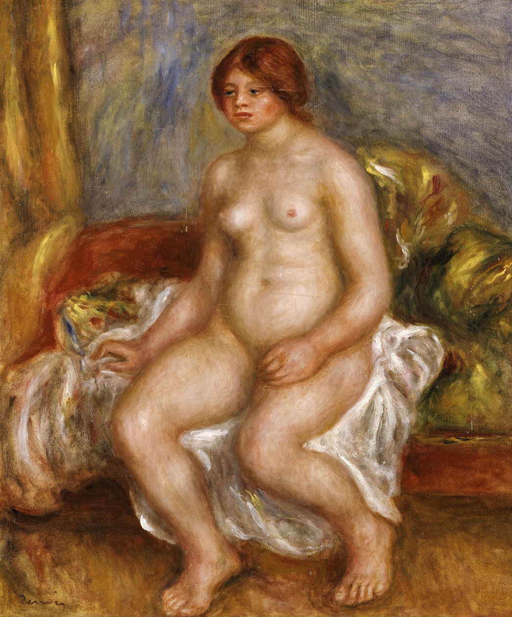 Femme nue sur des coussins verts, 1909 - Pierre Auguste Renoir