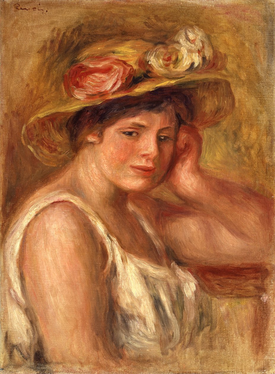 Jeune fille avec un chapeau - Pierre Auguste Renoir