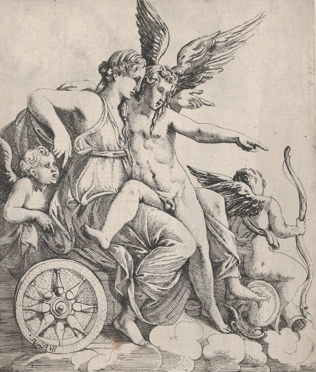 Vénus et Cupidon sur un char - Pierre Biard