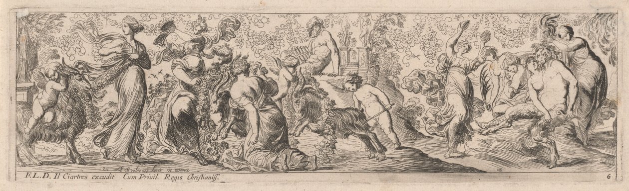 Putto conduisant des chèvres à travers des guirlandes - Pierre Brebiette