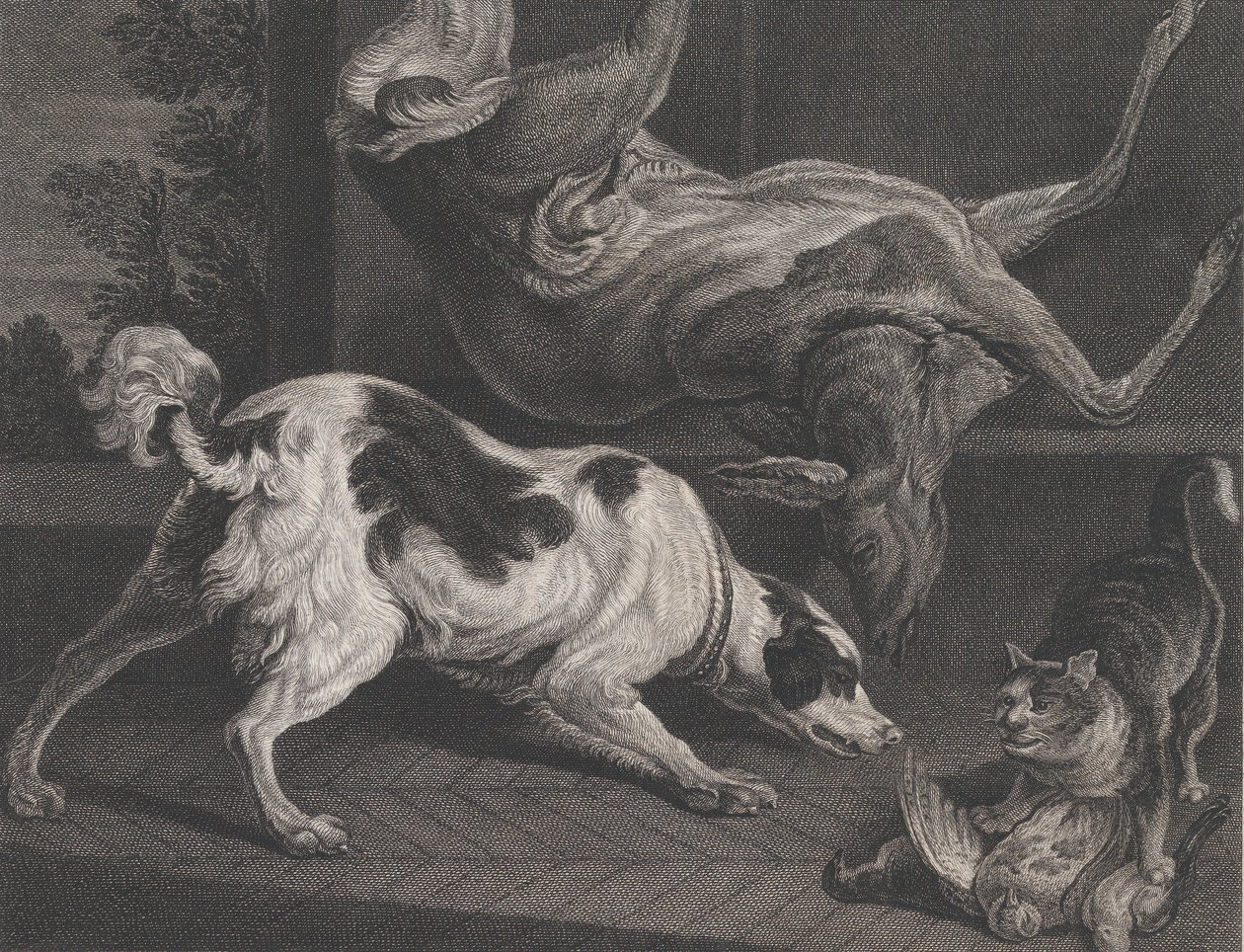 Chiens et nature morte, 1778 - Pierre Charles Canot