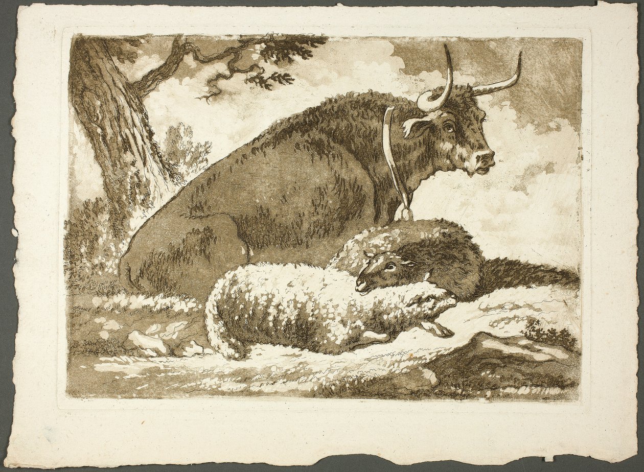 Un taureau et deux moutons - Pierre Lelu