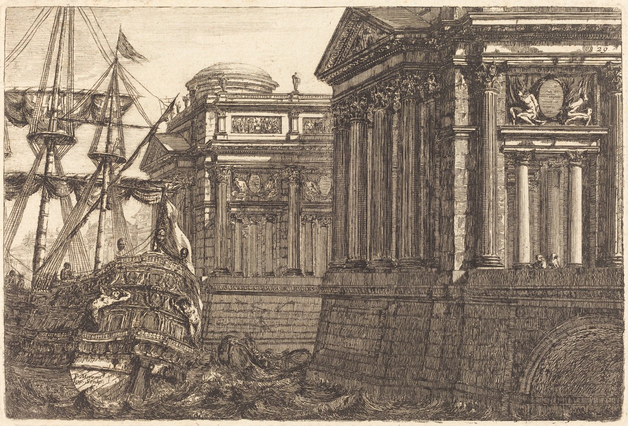 Scène de port imaginaire - Pierre Moreau