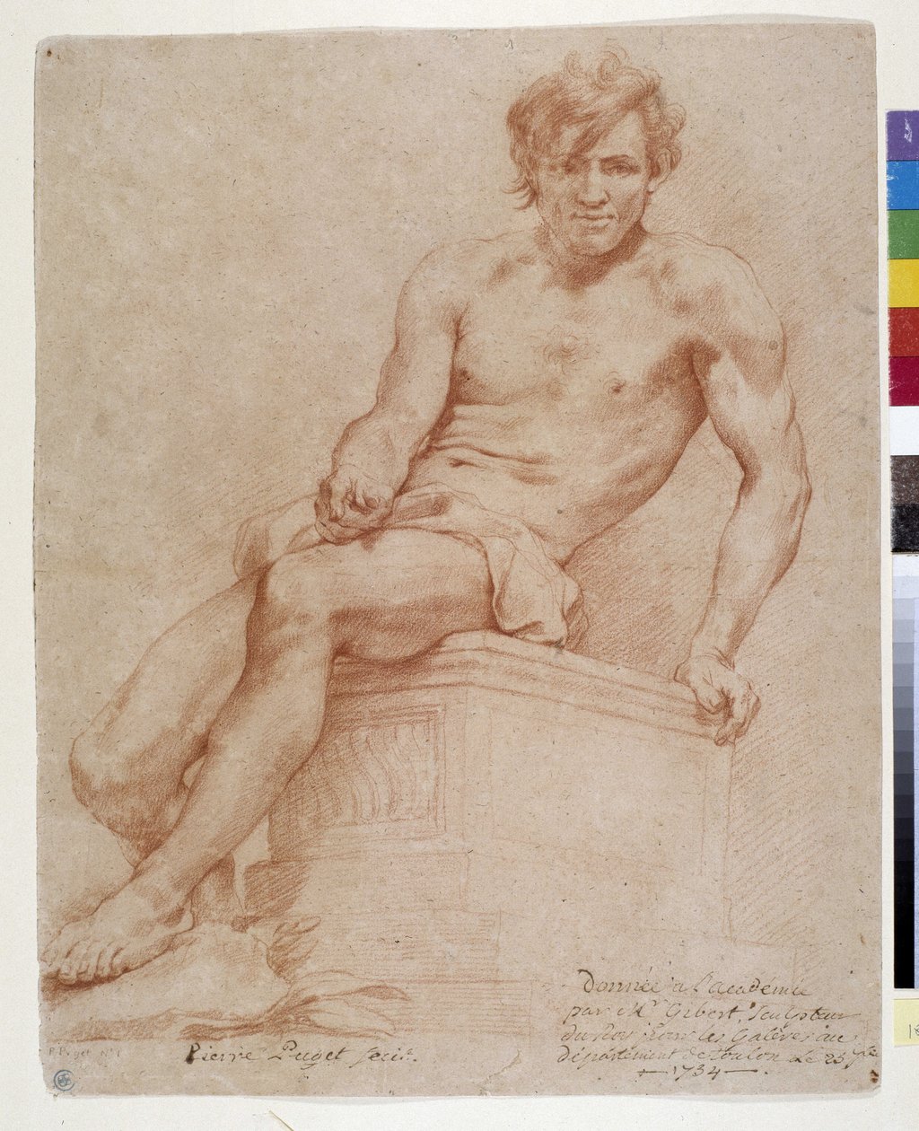 Homme assis (sanguine) - Pierre Puget