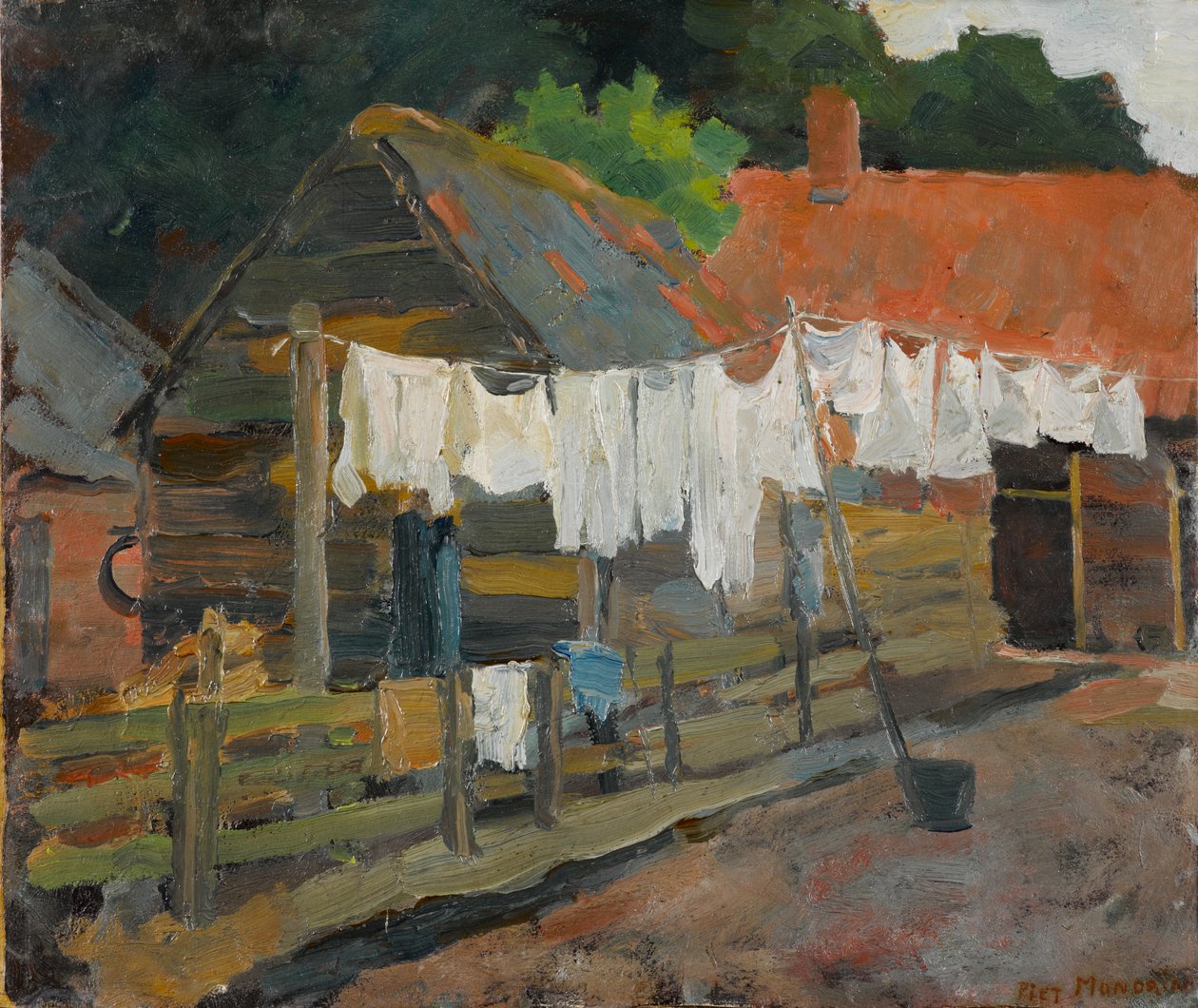 Ferme avec linge sur la corde, c.1898 - Piet Mondrian
