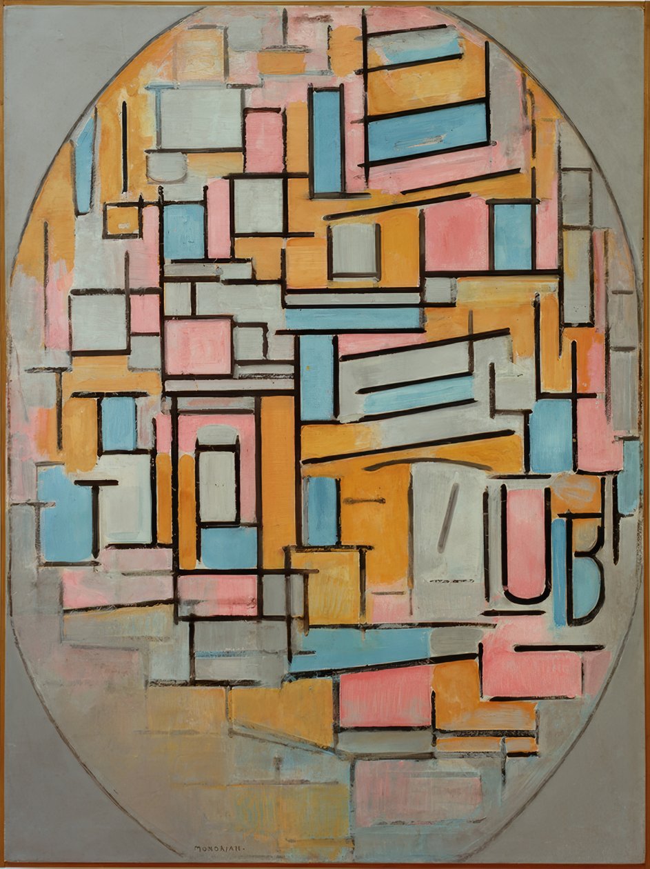 Composition ovale avec des zones de couleur 2 - Piet Mondrian