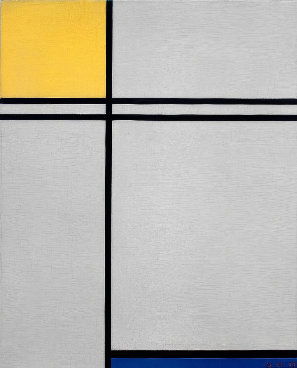 Composition avec jaune, bleu et double ligne - Piet Mondrian