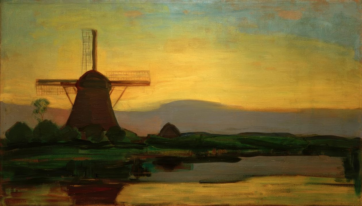Moulin Oostzijder au soir - Piet Mondrian