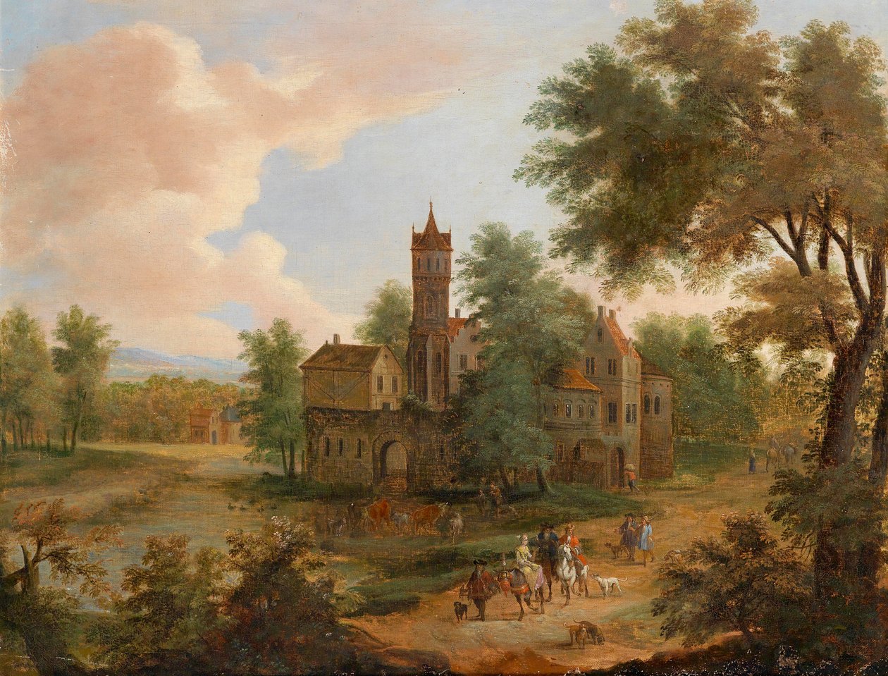 Paysage avec une société de chasse - Pieter Bouts