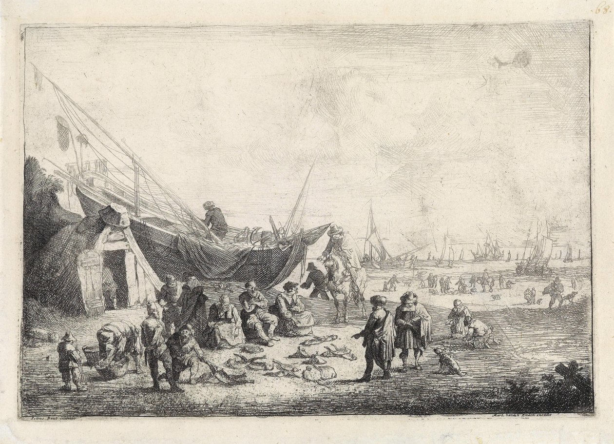 Le marché aux poissons sur la plage de Scheveningen - Pieter Bouts