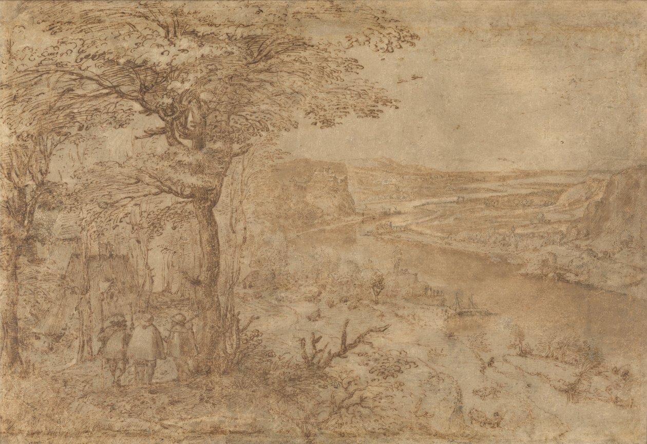 Paysage avec étiquette de pèlerins - Pieter Bruegel the Elder