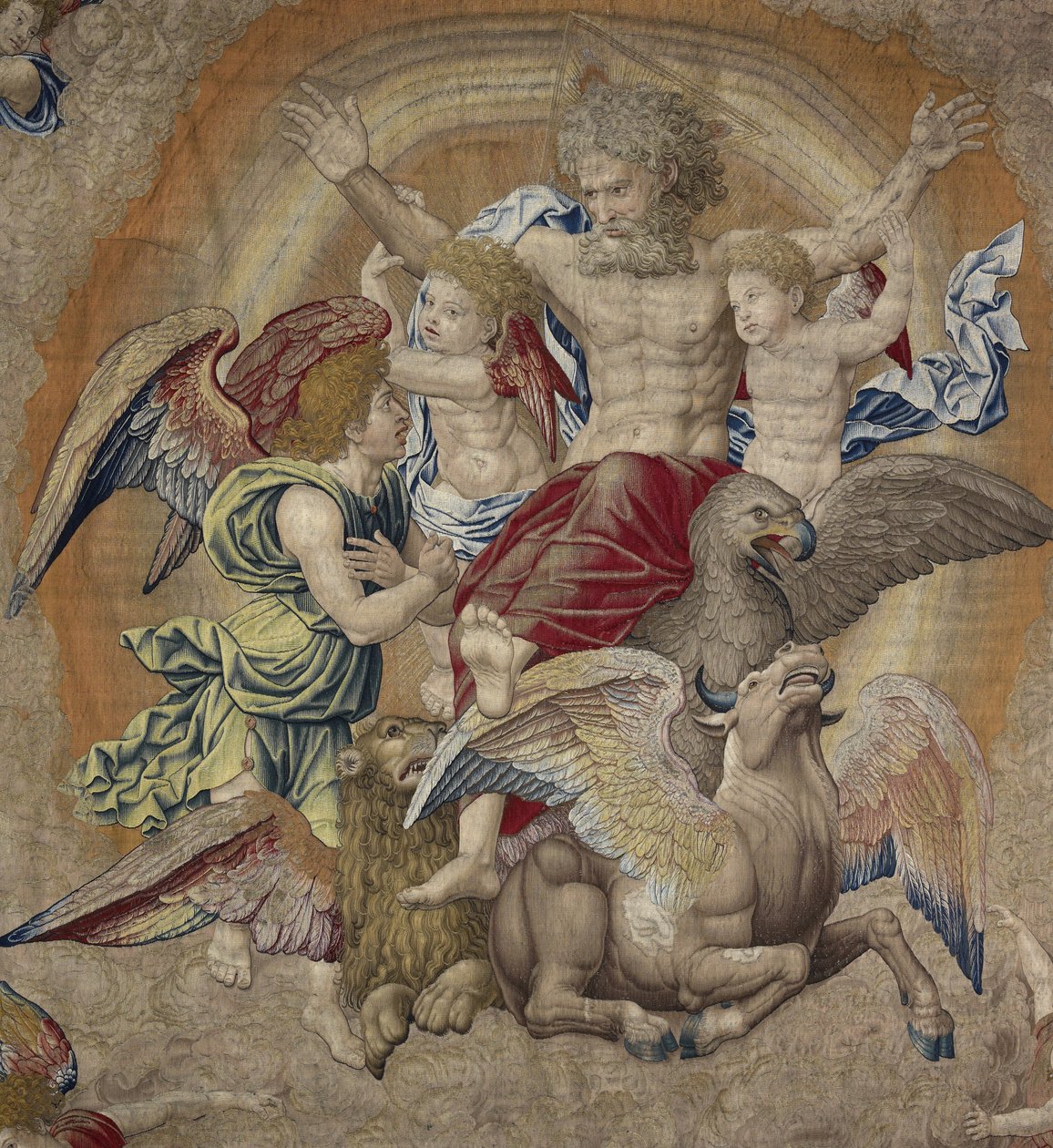 Dieu le Père avec les symboles des quatre apôtres (tétramorphe), connu sous le nom de La Trinité - Pieter Coecke van Aelst