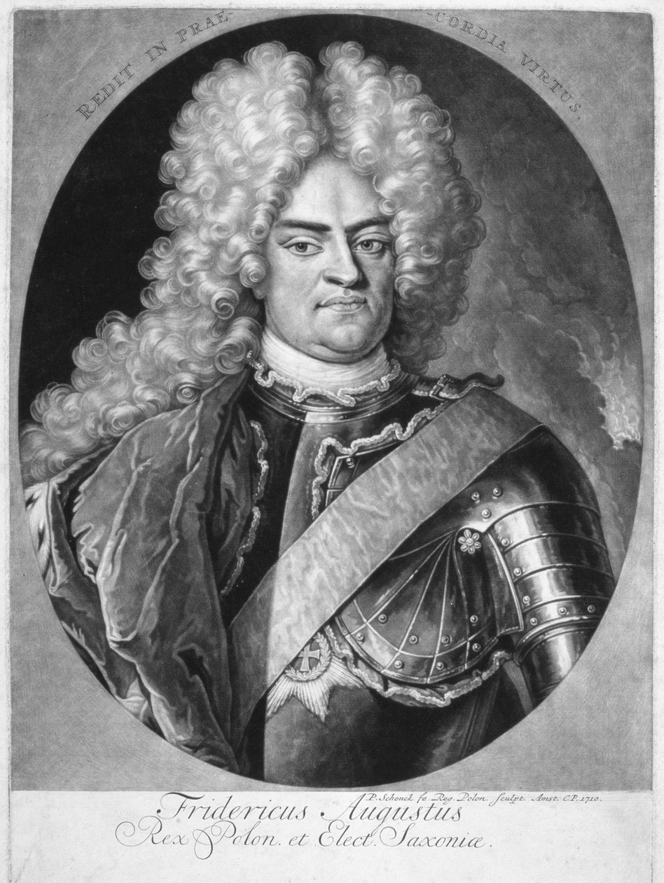 Auguste II (1670-1733) Roi de Pologne, 1710 - Pieter Schenk