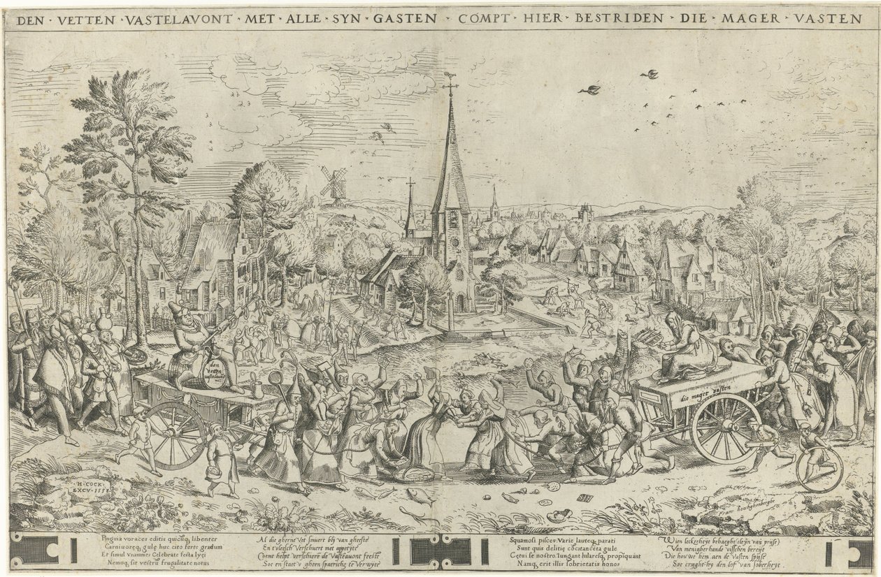 Le combat entre Carnaval et Carême, gravé par Pieter van der Heyden (1558) - Pieter The Elder after Brueghel