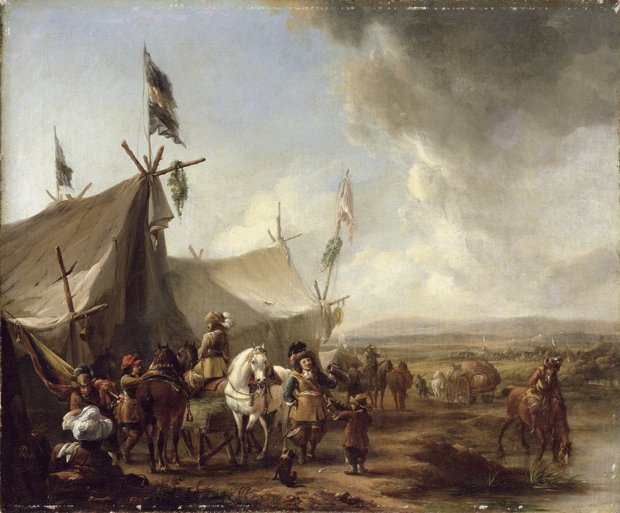 Devant la tente du marché - Pieter Wouwermans or Wouwerman