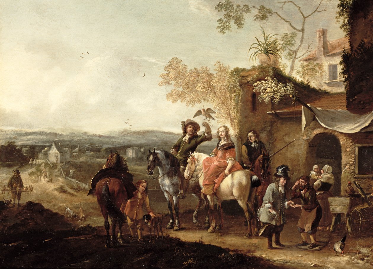 Les Fauconniers - Pieter Wouwermans or Wouwerman