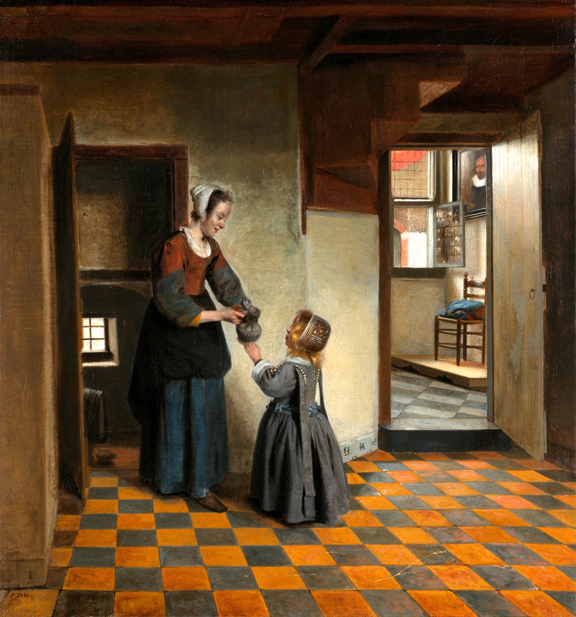 Une femme avec un enfant dans un garde-manger - Pieter de Hooch