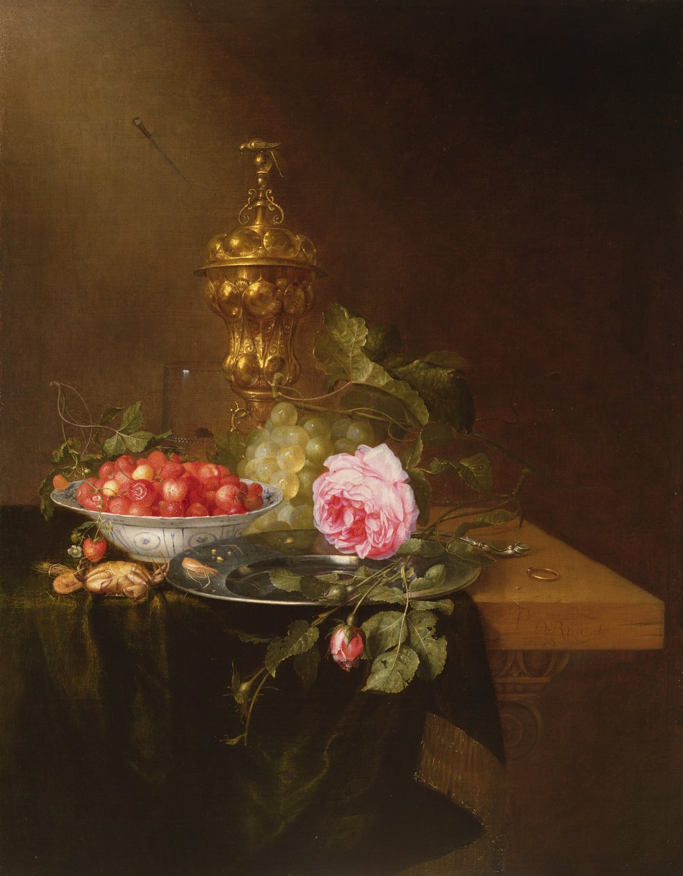 Nature Morte avec un Bol de Fraises et une Rose, 1652 - Pieter de Ring