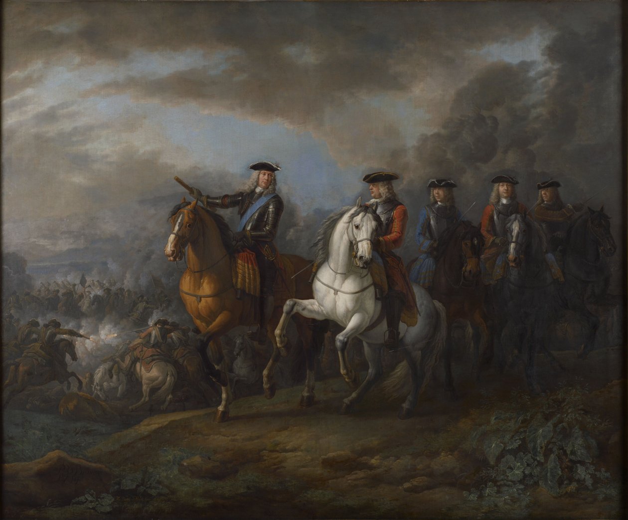 Portrait du duc de Marlborough et du comte de Cadogan, général britannique, à Blenheim - Pieter van Bloemen