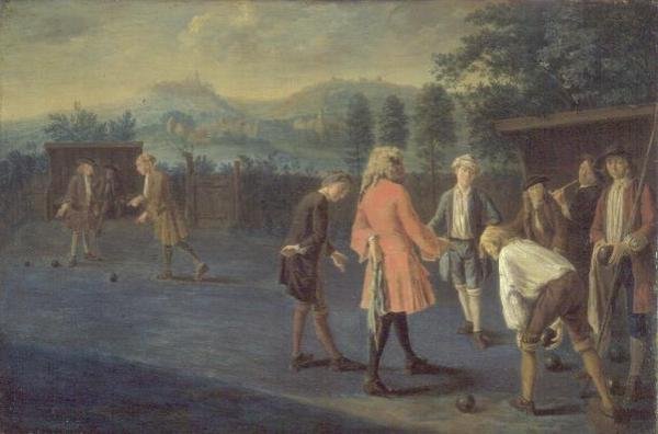 Personnages sur un green de bowling - Pieter Angillis