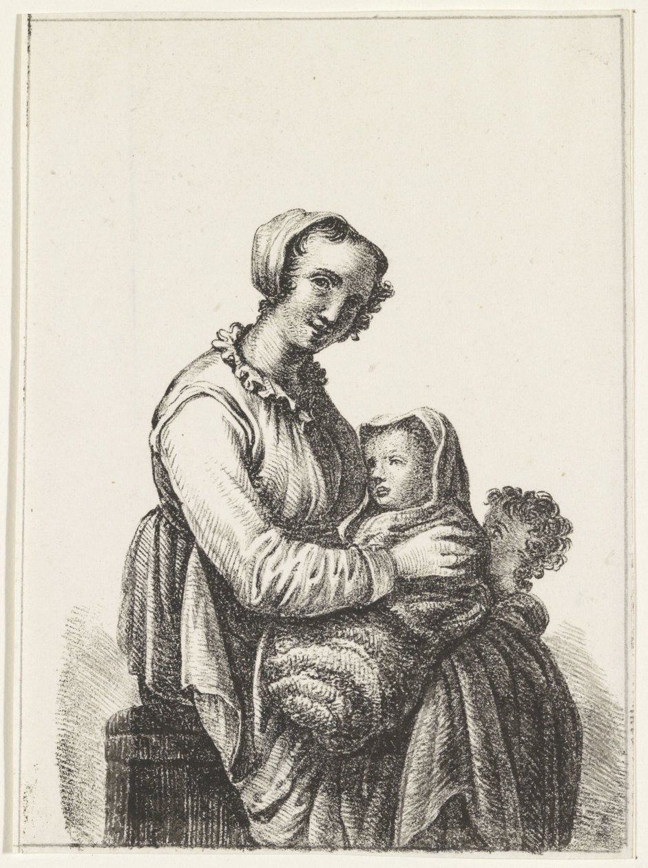 Mère avec bébé et tout-petit - Pieter Bartholomeusz. Barbiers