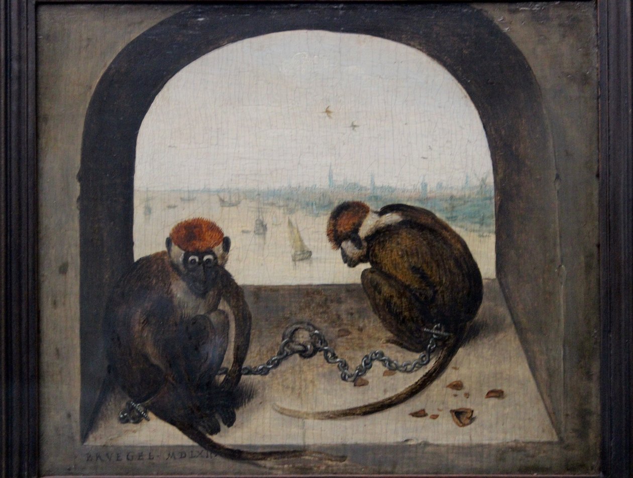 Deux singes enchaînés - Pieter Brueghel the Elder