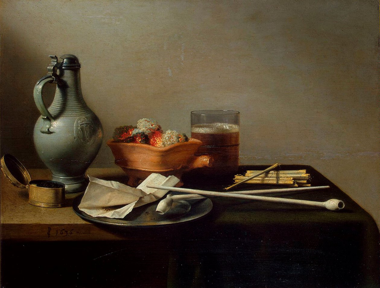 Nature morte avec pipes en terre, 1636 - Pieter Claesz