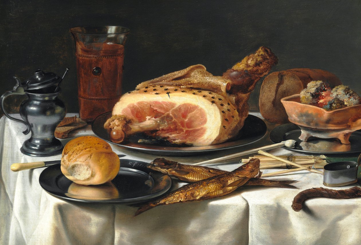 Nature morte avec jambon, 1625 - Pieter Claesz