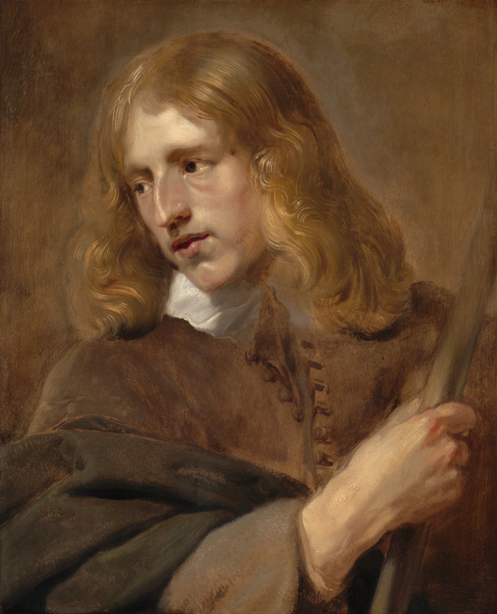 Un jeune homme tenant un bâton - Pieter Claesz Soutman